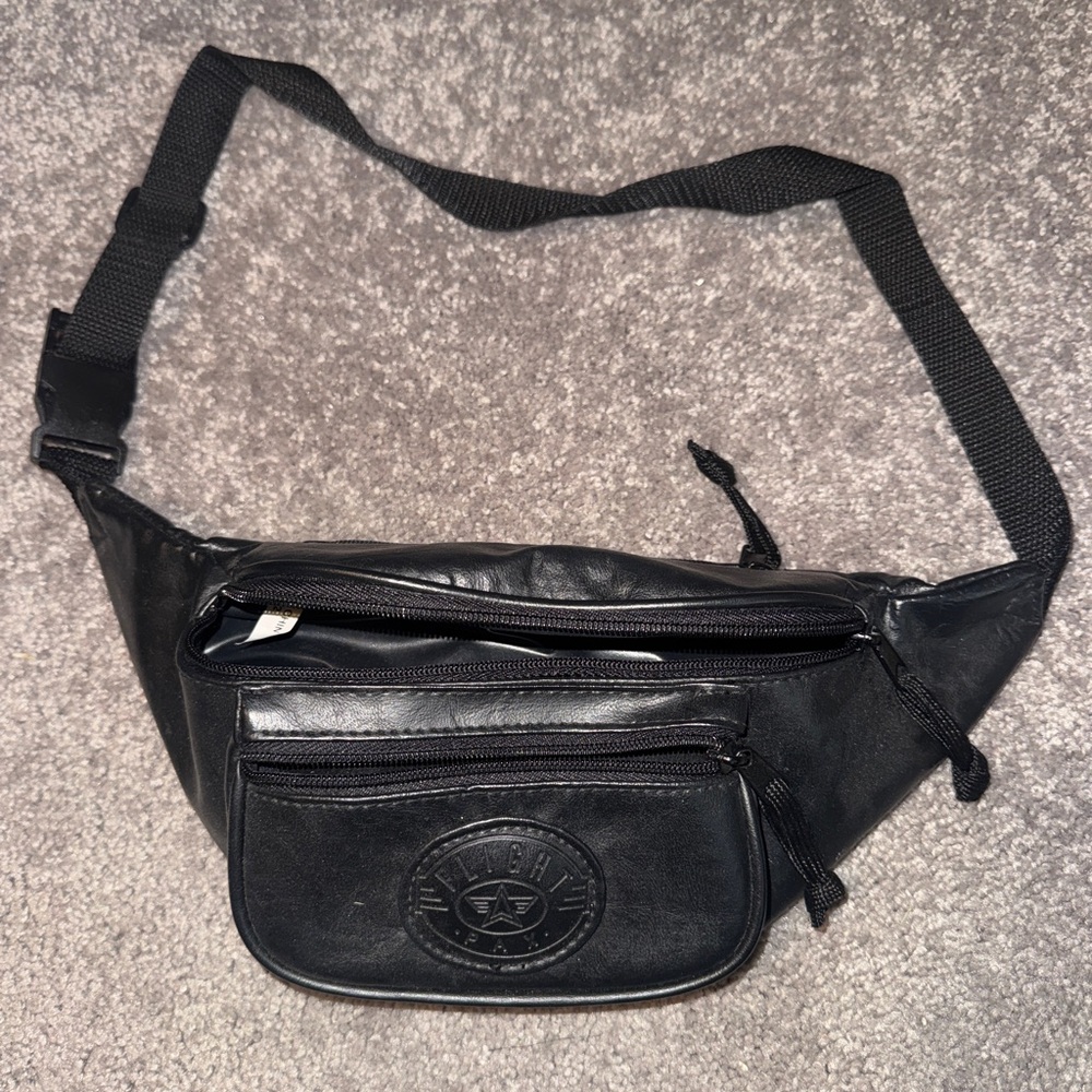 Black Leather Waist Bag